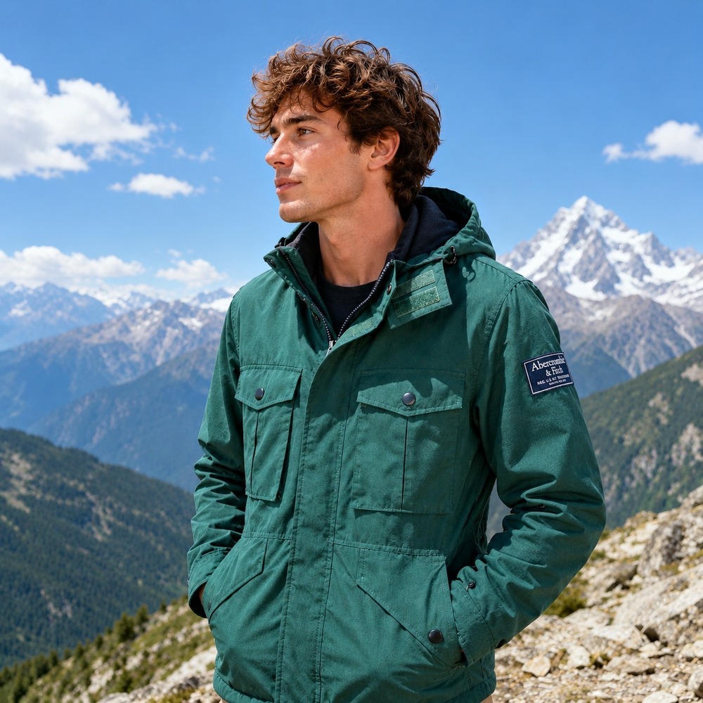 NWT Abercrombie & Fitch Utility Tech Jacket Midweight Green/Bluish Outdoor